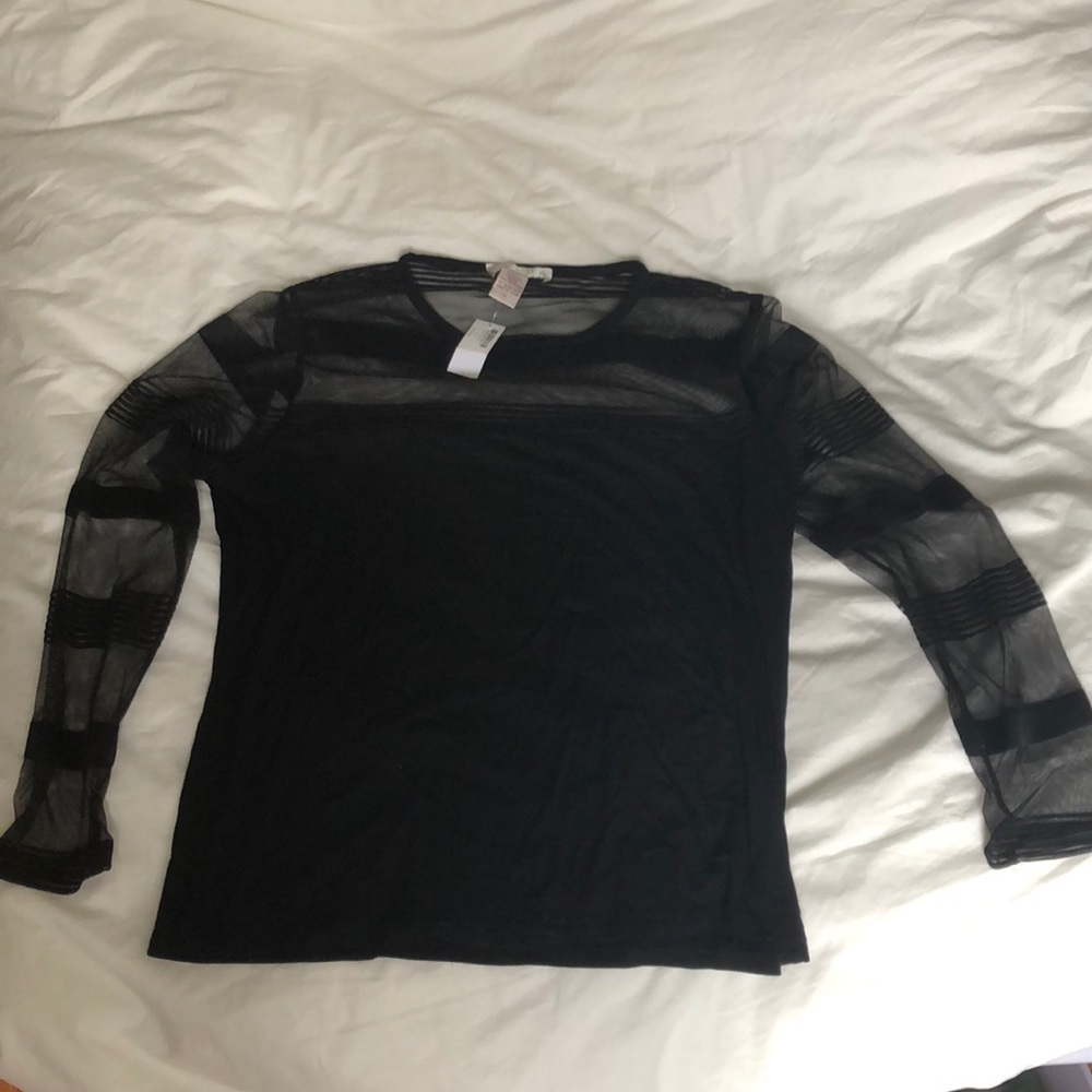 Black sheer long sleeve shirt